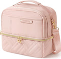 Double Deck Lunch Box Bag Women - Vegan Leather Insulated Waterproof Leakproof Cooler for Work Travel Picnics - Teacher Mothers Day Christmas Birthday Gifts