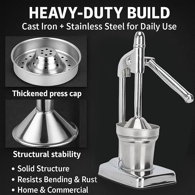 Cast Iron Juice Press, Manual Press Juicer, Manual Juicer Cast Iron for Making Fresh Lemon and Orange Juice, Easy To Clean, Home and Kitchen Essentials