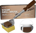 East Oak Bristle-Free Grill Brush, 2mm Thick Stainless Steel Rod, Heat-Resistant Aramid Sponge Head (900°F), Steam Cleaning Brush with Scraper, Safe for Cast Iron & Stainless Steel Grates
