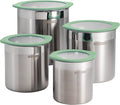Tramontina 4-Piece Food Storage Containers with Silicone Lids, Stainless Steel Reusable Canister Set, Kitchen Pantry Organizer for Oats, Flour, Cereal, Sugar, Snacks (Mint Green)