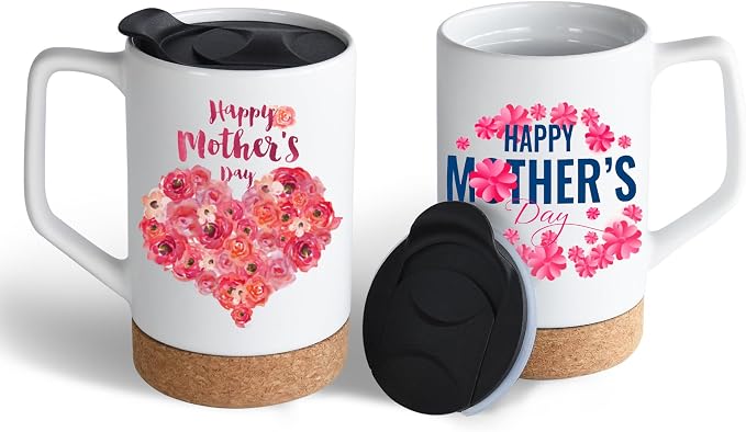 17 OZ Sublimation Mugs,Case of 12 | Removeable Cork Bottom, Splash Proof Lid, Brown Mail Order Box
