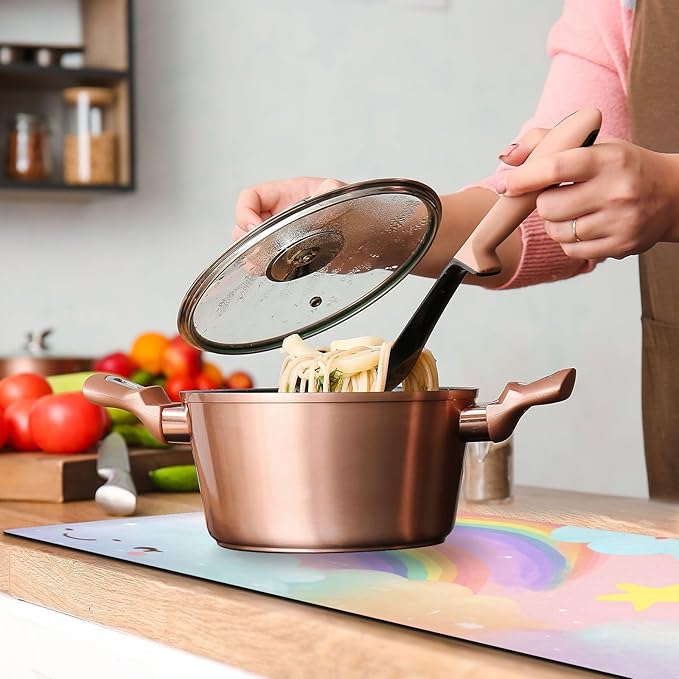 Pink Cute Rainbows and Stars Trivet Table Runner Heat Resistant 230F for Hot Dishes Pots Plates Kitchen Dining Table Protector Decorative 39.37 X 11.8 Inch