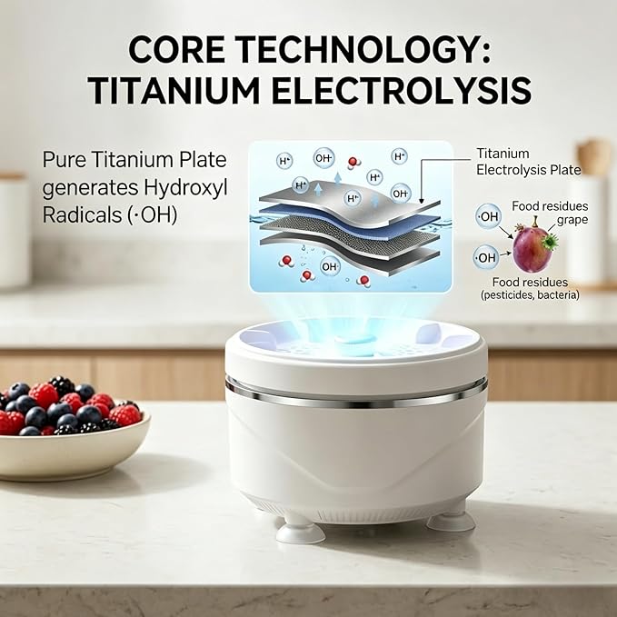 Produce Cleaner Device, Fruit And Vegetable Cleaner,2026 Upgraded Fruit And Vegetable Washing Machine Purifier Clean Produce With Titanium Electrolysis Purification For Home Kitchen (1PCS)