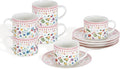4oz Floral Coffee Cups & Saucers Set of 6, Ceramic Espresso Mugs Demitasse Cups for Latte, Tea, Espresso Shot Cup for Espresso Machine & Coffee Maker, Women Gifts for Christmas, Birthday