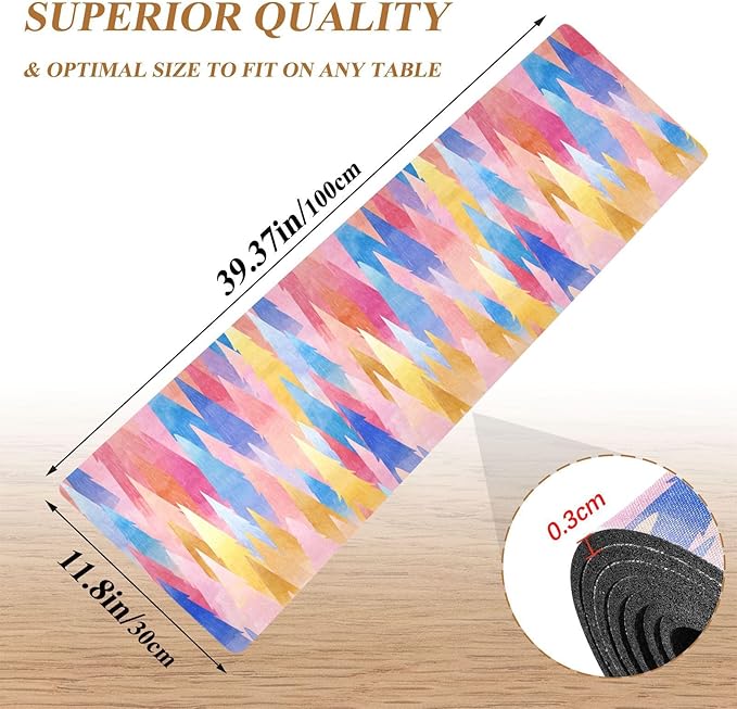 2-in-1 Table Runner Trivet for Hot Dishes Heat Resistant Hot Plate Mat Pad 39x12 Inch Waterproof Table Protector Trivets for Countertop Non Slip Decorative Colorful Christmas Trees
