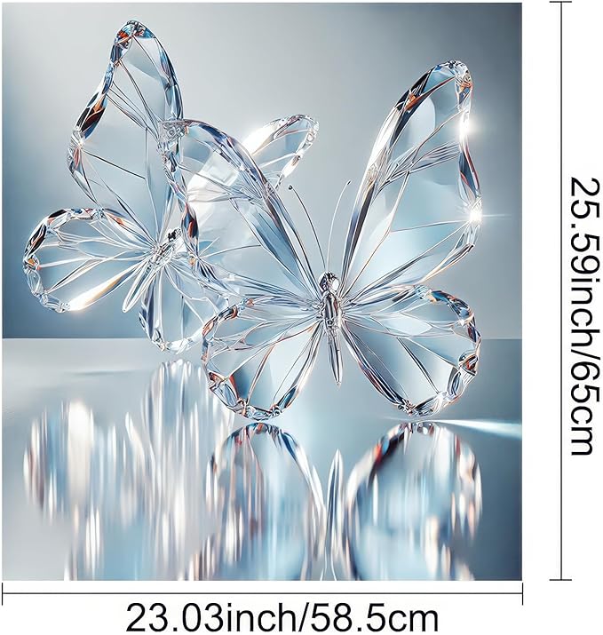 BlissYard Butterfly Dishwasher Magnet Cover 23x26 Inch Crystal Butterfly Kitchen Decor Dishwasher Magnet Cover Refrigerator Magnet Sticker Clean Dirty Magnet for Home Kitchen Office Fridge Decorative