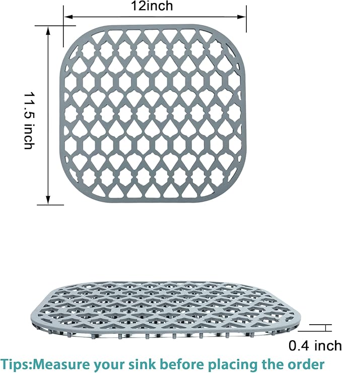 SAMSIER Silicone Sink Protectors Mats (13x11 & 14x12 & 16x12 & 18x16 & 19x14 & 21x16 & 22x13 & 25x16 & 26x14 & 28x14 & 30x16) for Bottom of Kitchen Sink (12”x11.5”, 2 Packs)