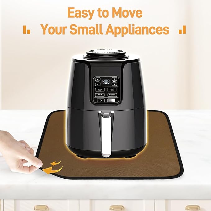 Heat Resistant Mat for Air Fryer, 15 x 18in Heat Resistant Mat for Countertop, Fireproof Silicone Countertop Protector Appliance Slider Hot pod for Air Fryer, Coffee Maker, Toaster, Oven, Light Brown