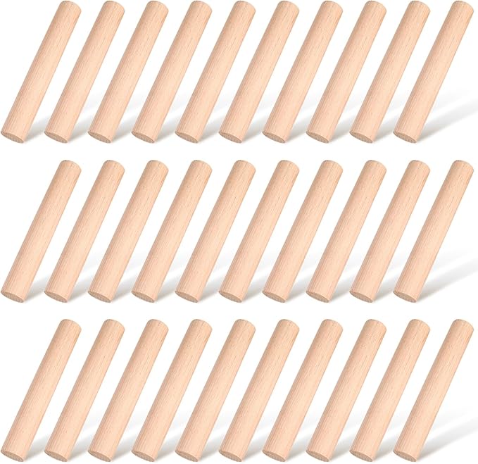 Patelai 50 Pieces Small Wooden Rolling Pin, Dumpling Dough Roller Wooden Mini Rolling Pins Kitchen Utensil Tool for Fondant, Pasta, Bread, Pastry, Cookies, Pizza, Pie, Cylinder Style, 6.3 Inch