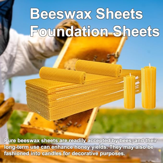 30pcs Beeswax Sheets for Candle Making, Ideal for Beekeeping and Candle DIY