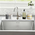 Stone Faucet Mat for Kitchen Sink, Silicone Faucet Handle Drip Catcher Tray Mat, Silicone Kitchen Sink Splash Guard for Bathroom Counter Kitchen Counter Accessories, White, 30" x 4"