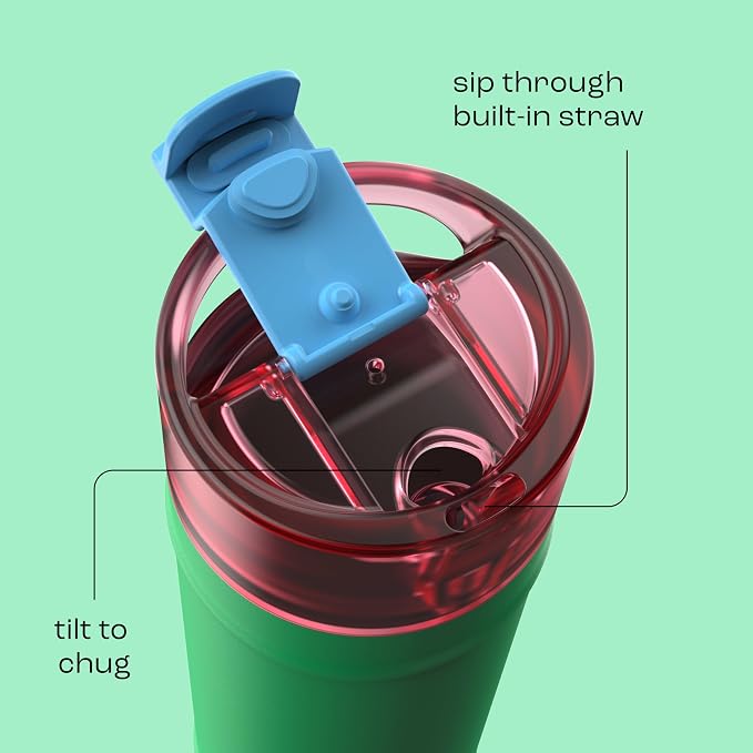 bubba 24 oz Dualsip Insulated Stainless Steel Water Bottle with Straw - Reusable, Leakproof, Lightweight, Dishwasher Safe, Lead-Free and BPA-Free, Fresh Serve