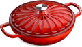 Enameled Cast Iron Dutch Oven, 3.8 Quart Dutch Oven Pot with Lid, Shallow Cast Iron Braiser with Handles, Oven Safe up to 500°F (Red)