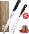 Huusk Turkey Carving Knife Set - Sharp Carving Fork & Knife for Meat, BBQ, Brisket - Japanese Slicing Knife with Elegant Box, Christmas Gifts for Men Women
