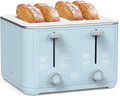 Martha Stewart 4 Slice Toaster, 10 Shade Settings with Defrost, Cancel, Bagel & Gluten-Free, Extra-Wide Self-Centering Slots for Waffles & Artisan Bread, Removable Crumb Tray, Cord Wrap, 1800W, Sky