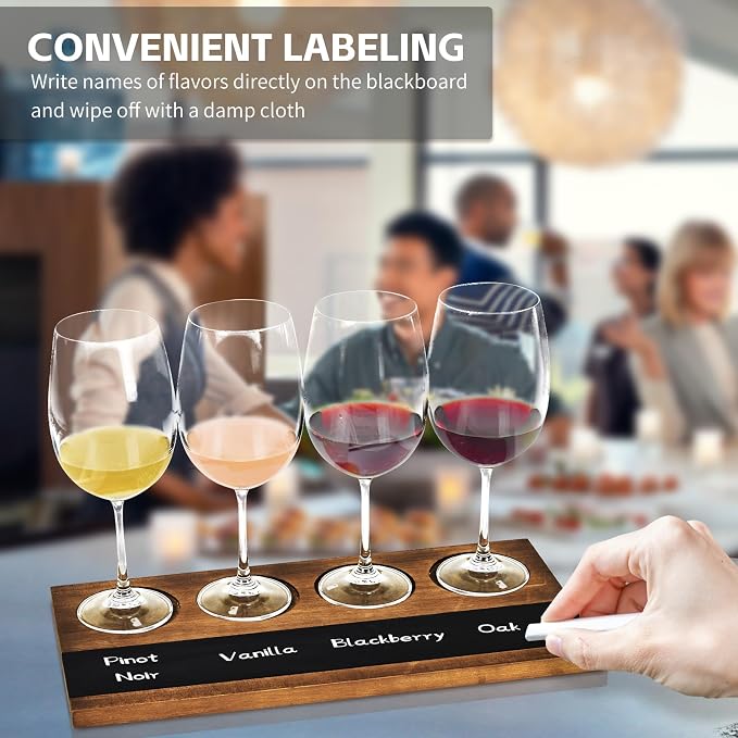 Flight Board Wine Flight Tasting Set of 4, Whiskey Tasting, Wooden Wine Tastings Kit for Beer, Cocktails, Champagne Flights, Coffee, Tastings, Party Supplies