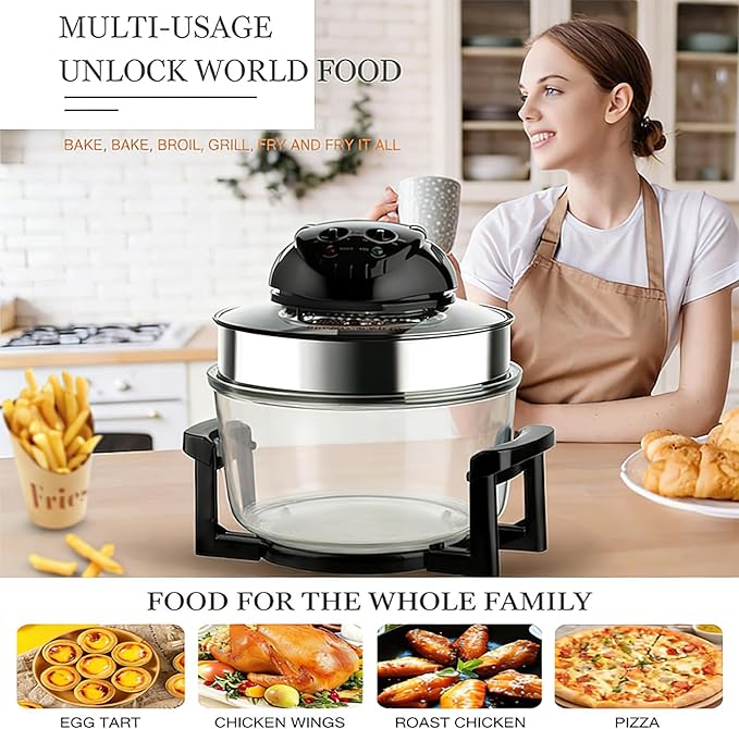 20L 8-in-1 Turbine light wave oven，glass air fryer, 360 ° circulating heating, high-precision glass body, healthy kitchen baking, toaster, broiler, toaster, steamer, and grill (8)