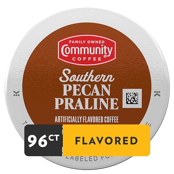 Community Coffee Southern Pecan Praline Flavored 96 Count Keurig K-Cup Coffee Pods, Medium Roast, 24 Count (Pack of 4)