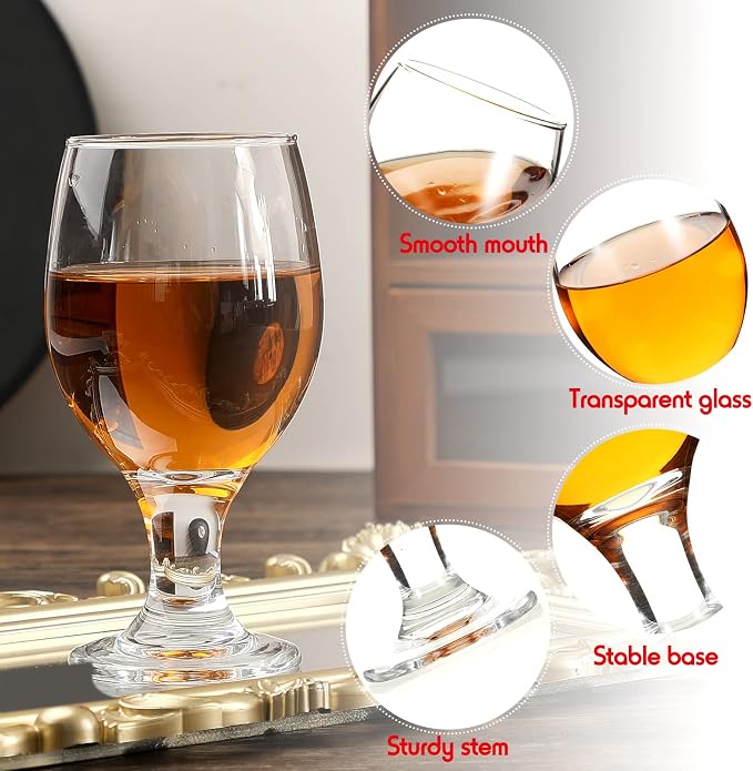 Patelai Set of 1 Water Goblet, 13.5 oz Clear Drinking Glasses Bulk Dishwasher Safe, Stemmed Water Glass for Juice Wine Beer Tea Sangria Cold Beverages, Reusable Glassware for Home Party Restaurant