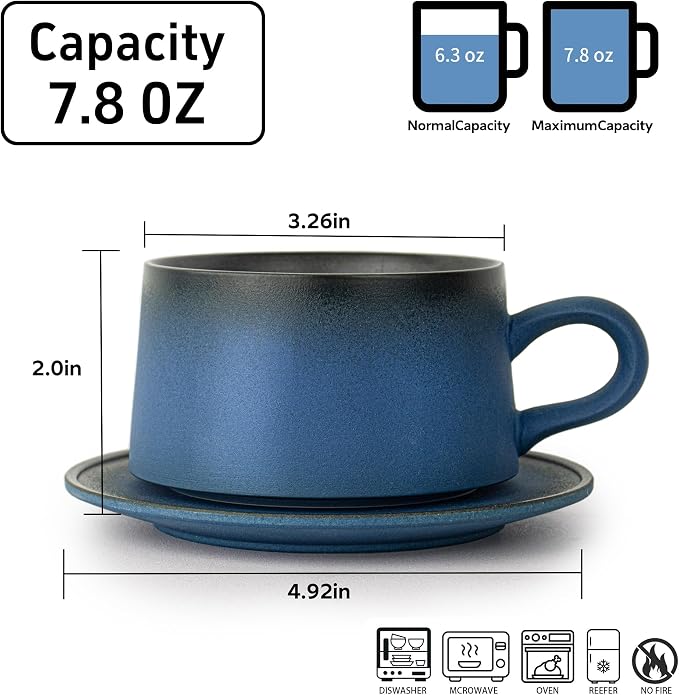 Ceramic Mug Set of 2, Coffee Mugs with Handle, 7.4 OZ Coffee Cups for Mother's Day,Thanksgiving Day, Gift for women, Dishwasher and Microwave Cups