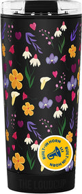 The LoudCup Blow Horn Tumbler, Cheer & Sip 2-in-1 Reusable Water Bottle with Built-In Horn for Sports Games, Tailgates, Parties & Events, BPA-Free, 16 oz, Flowers
