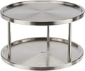 Estilo Stainless Steel 2-Tier Spice Rack Lazy Susan Organizer | 360-Degree Racks for Inside Cabinets | Rotating/Spinning Storage | Food, Kitchen, Pantry, Medicine