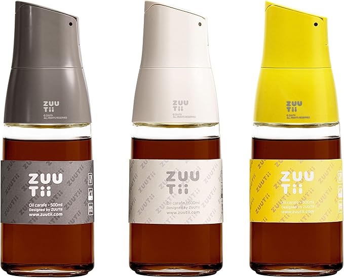 Zuutii Olive Oil Dispenser Drip Free Oil Dispenser Bottle for Kitchen Glass Oil and Vinegar Dispenser Set Olive Oil Bottle Cooking Oil Dispenser Soy Sauce Dispenser Oil Container Gray+White+Yellow