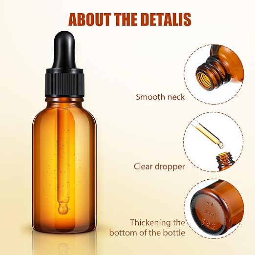 Jinei 240 Pcs 1 Oz/30 ml Dropper Bottles for Essential Oils, Amber Glass Bottles Tincture Bottles with Dropper Small Leak Proof Lab Dropping Bottles for Liquids, Perfumes, Travel Size