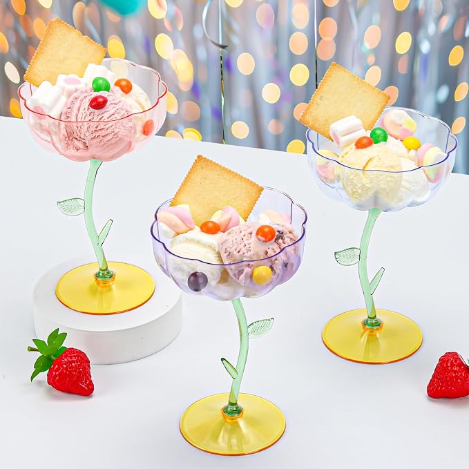 12 Pcs Purple Plastic Ribbed Coupe Glasses Detachable 7oz Flower Cocktail Glasses Modern Wavy Plastic Cocktail Coupes Disposable Martini Glasses Mimosa Glassware champagne goblets (12, Purple)