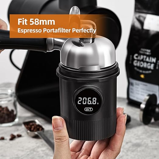 Coffee Dosing Cup with Scale - Rechargeable Espresso Scale 0.05g Precision, 304 Stainless Steel Coffee Scale Coffee Grinder Powder Cup Compatible with 58mm Portafilter