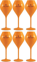 Veuve Clicquot 6x Yellow Trendy Champagne Flutes Polycarbonate Acrylic Poolside Glasses Goblets (Small Edition)