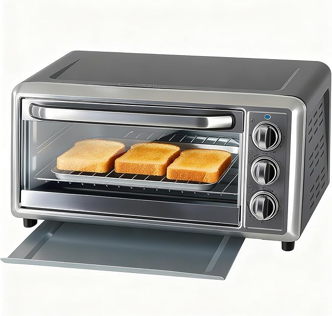OLIXIS Toaster Ovens Countertop 19Quart, Bake, Toast, Broiler, Pizza and Warm, 1300W, 30 Min Timer, Fry Basket, Backing Pan and Rack Included, Up to 400°F
