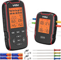 YIOU Wireless Meat Thermometer for Cooking, Digital Meat Thermometer with 4 Probes, 500FT Ultra Accurate & Fast Food Thermometer for Oven, Smoker, Red