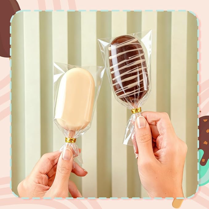 3 Inch Cakesicle Cutter and Cake Pop Mold Set with 8.7in Tray, 100 Wooden Sticks & 100 Bags, Silicone Cakesicle Mold for Homemade Cake Pops, Baking, Birthdays and Party Desserts (Turquoise)