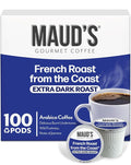Maud's French Roast Coffee Pods, 100 ct, Dark Roast Coffee in Single Serve Pods – 100% Arabica Coffee, Compatible with Keurig K Cups Maker