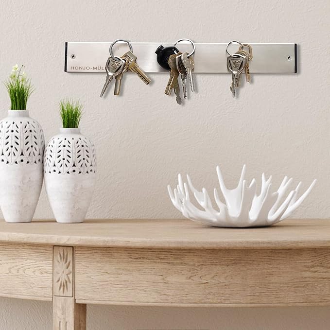 HONJO-MLLER Magnetic Knife Holder for Wall - 12 Inch Steel Knife Magnetic Strip | Modern Black Wall-Mounted Knife Holder