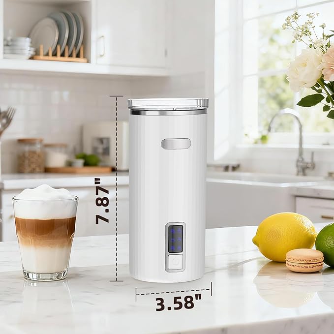 Electactic Milk Frother, 6-in-1 Electric Milk Steamer, 8.5oz/250ml Automatic Warm and Cold Foam Maker and Milk Warmer for Latte, Cappuccinos, Macchiato, From the Makers of Instant 400W, White