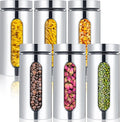 Mimorou 6 Pack Kitchen Canisters Set Airtight Coffee Sugar Tea Candy Storage Jars with Window Glass Stainless Steel Containers with Lids for Flour Cookies Spices Grains Kitchen Decorations(44 oz)