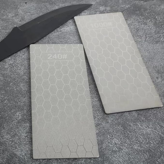 4 Pcs Diamond Sharpening Stone, with Angle Guide and Leather Strop, Knife Sharpener Stone Whetstone Honeycomb Surface Plate with Non-slip Base for Pocket Knives Scissors