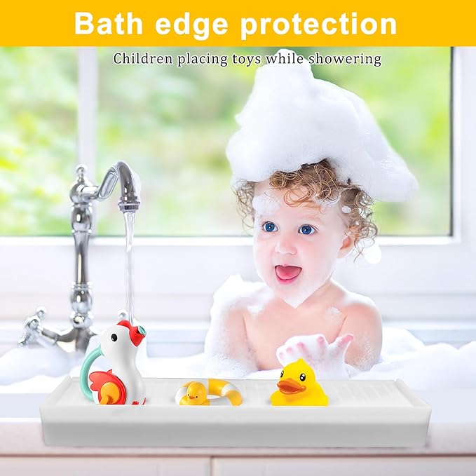 Silicone Sink Edge Protectors - Multifunction Accessories, Splash Guard & Draining Mat for Kitchen, Bathroom Sink, Steel, Granite, Quartz Countertops (Transparent, 4 * 24in)