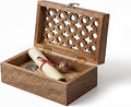 Mela Artisans Medium Burnt Wooden Keepsake Box | Handmade Decorative storage box for Jewelry, Photos & Letters | Trinket Storage Box with Hinged Lid |Medium | Trellis Design | 7.5 x 4.5 x 3