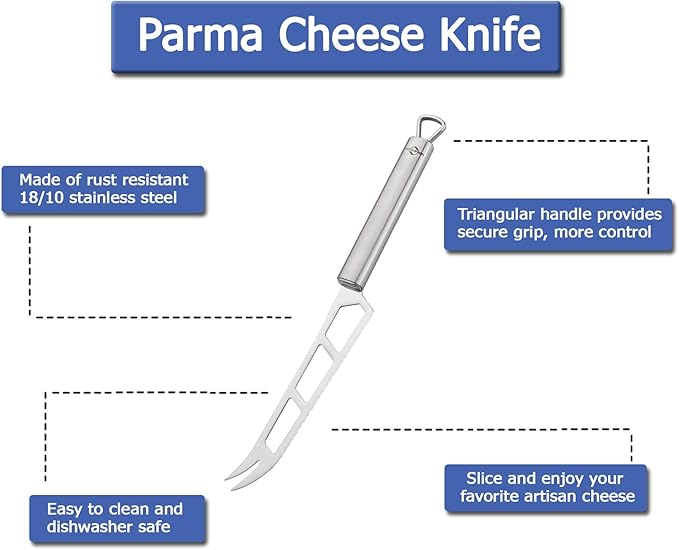 Küchenprofi Cheese Knife - 6.5-Inch, Stainless Steel - Open-Work Blade for Stick-Free Slices & Dual-Prong Tip for Serving - Charcuterie & Cheese Plate Accessory - Dishwasher Safe Kitchen Gadget