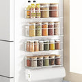 Magnetic Spice Rack For Refrigerator, Space Saving Magnetic Shelf For Fridge White 4 Pack With Magnetic Paper Towel Holder