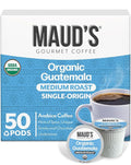 Maud's Organic Guatemalan Coffee Pods, 50 ct, Single Origin Guatemalan Medium Roast Coffee in Single Serve Pods – 100% Arabica Beans, Compatible with Keurig K Cups Maker