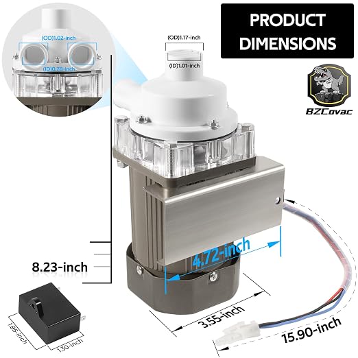 S-0731 Water Pump for Hoshizaki, Ice Machine Motor Assembly with Mounting Plate, 14-Inch Cable, and Factory Plug