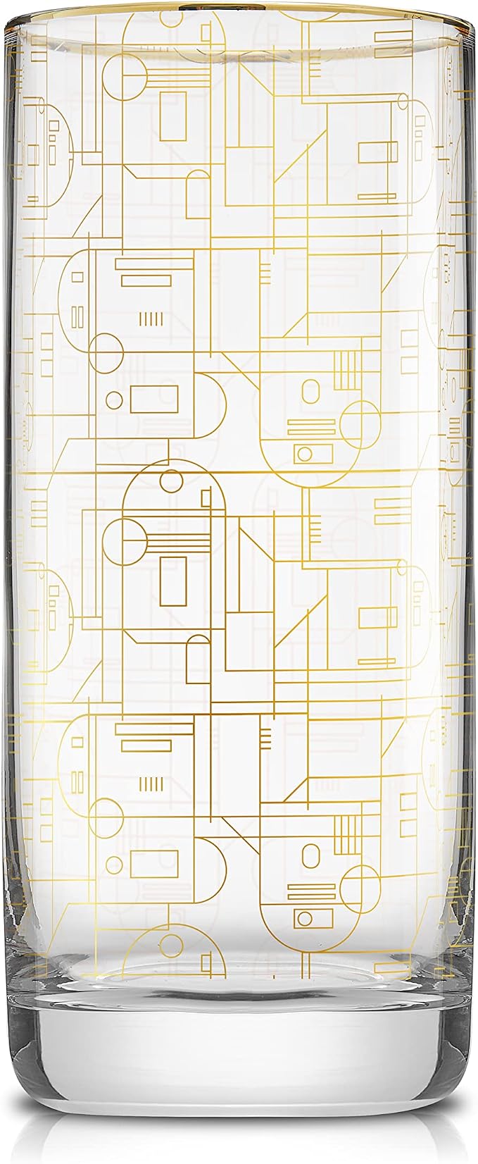 JoyJolt Star Wars Glassware. 'Deco' Highball Glasses Set of 4, 13.5oz Star Wars Glasses. Highball Glass Tumbler with Darth Vader in a Retro Crystal Glass Cup. Tall Drinking Water Glasses For Kitchen