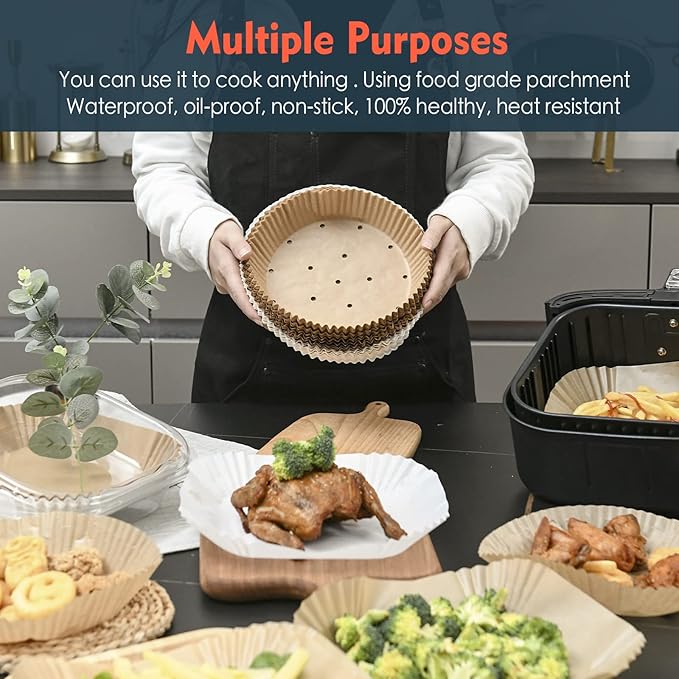 [3-Size] Air Fryer Disposable Paper Liner Rectangle Compatible with Ninja foodi Dual Air Fryers Toaster Oven, Non-stick Parchment Paper Baking Accessories