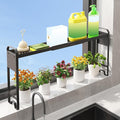 Over The Sink Shelf & Window Plant Shelf, Expandable Kitchen Organization Adjustable in Height & Length, Multi-Purpose Storage Rack for Stove, Bathroom, Study