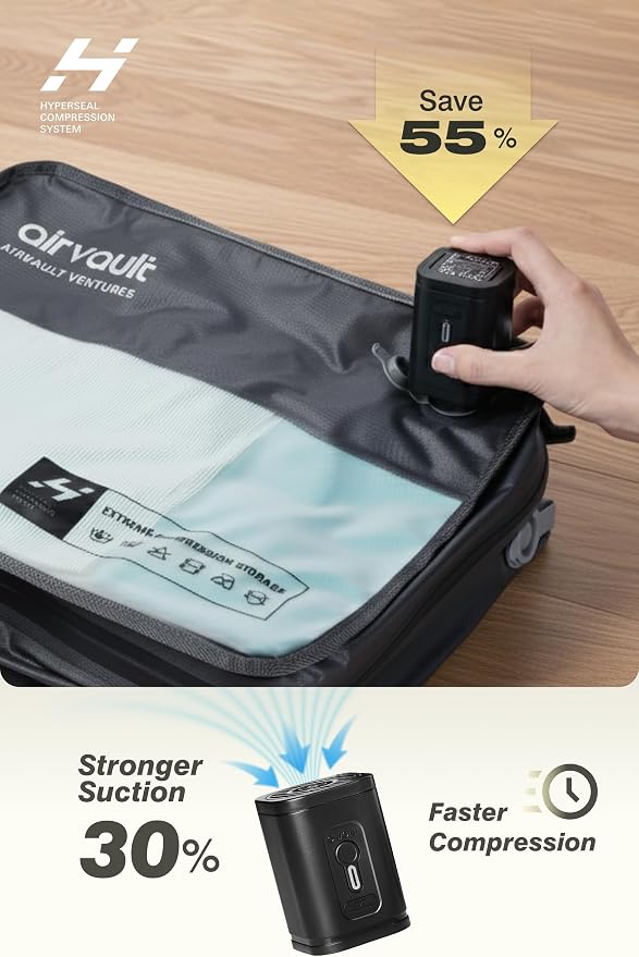 AirVault Reusable Vacuum Compression Travel Bag for Carry-On Suitcase and Backpack, Recycled IPX8 Waterproof Space Saver Vacpack (21L Gray (3-Pack) (Air Pump Included)
