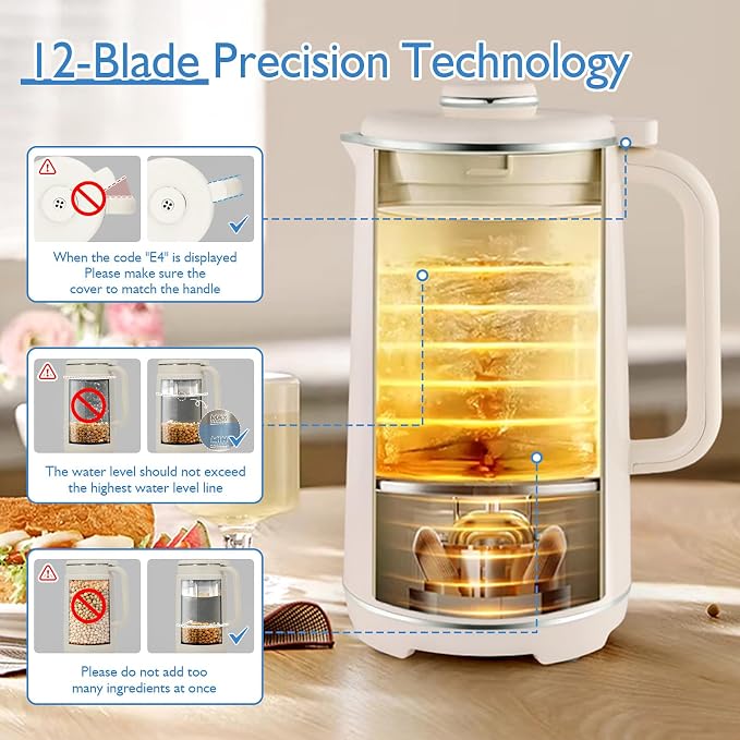 40oz Nut Milk Maker Machine, 8-in-1 LED Panel Touch Screen Soy Milk Maker for Homemade Almond, Soy & Oat, Plant-Based and Dairy Free Beverages with 12H Delay Start & Self-Cleaning (White)